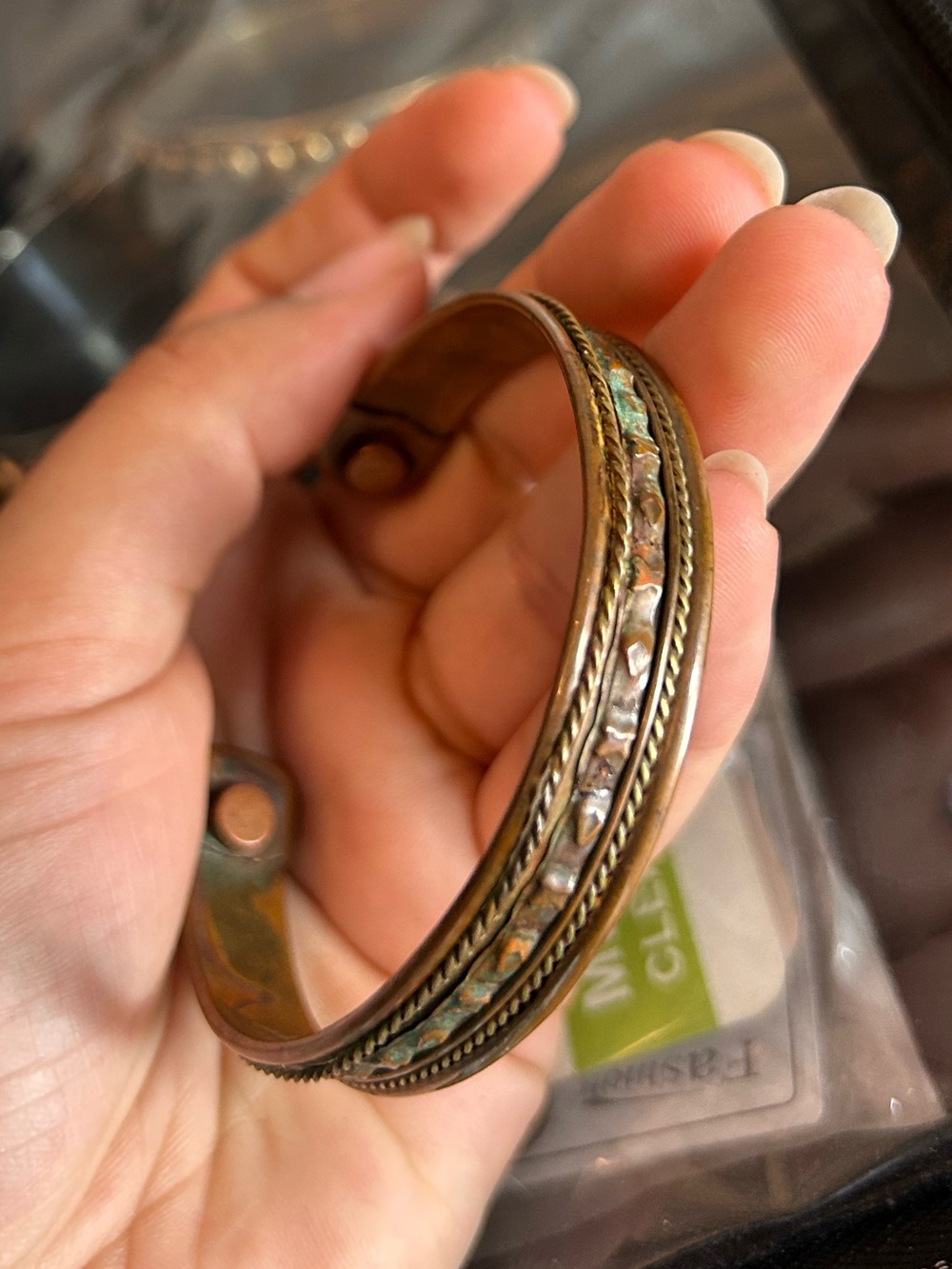 Vintage-Style Metal Cuff Bracelet in Mixed Metal Tones